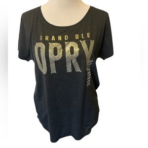 NWT Grand Ole Opry Women's Black Charcoal Gold T-Shirt Medium